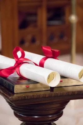 The Diploma of Investiture issued by the Grand Magisterium in Rome and the Evangeliary, presented to each new member at their Investiture Ceremony.