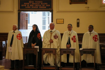 NZ Investiture 2024 - Colin Davis KCHS Assistant Lay Master of Ceremonies, Carleen Blucher DCHS Magistral Delegate, John Secker KGCHS Vice Governor-General for Asia, Australia and the Pacific, Phillip Donato KC*HS Lieutenant of Honour, Robbie de la Vega KHS Lay Master of Ceremonies